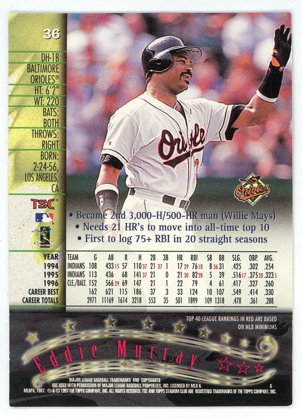 Eddie Murray 1997 Topps Stadium Club #36