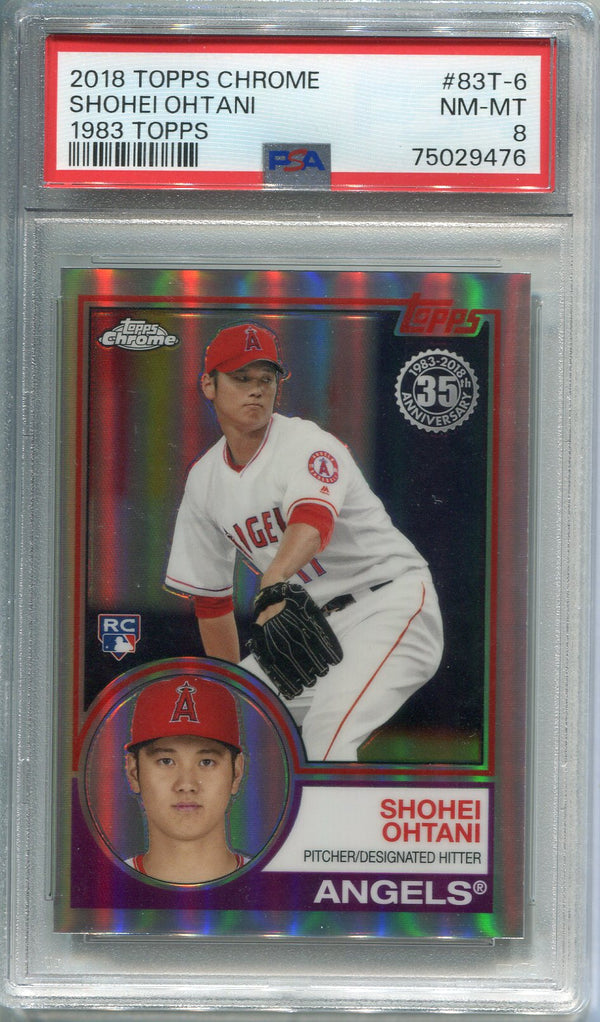 Shohei Ohtani 2018 Topps Chrome 35th Anniversary Refractor Rookie Card PSA 8