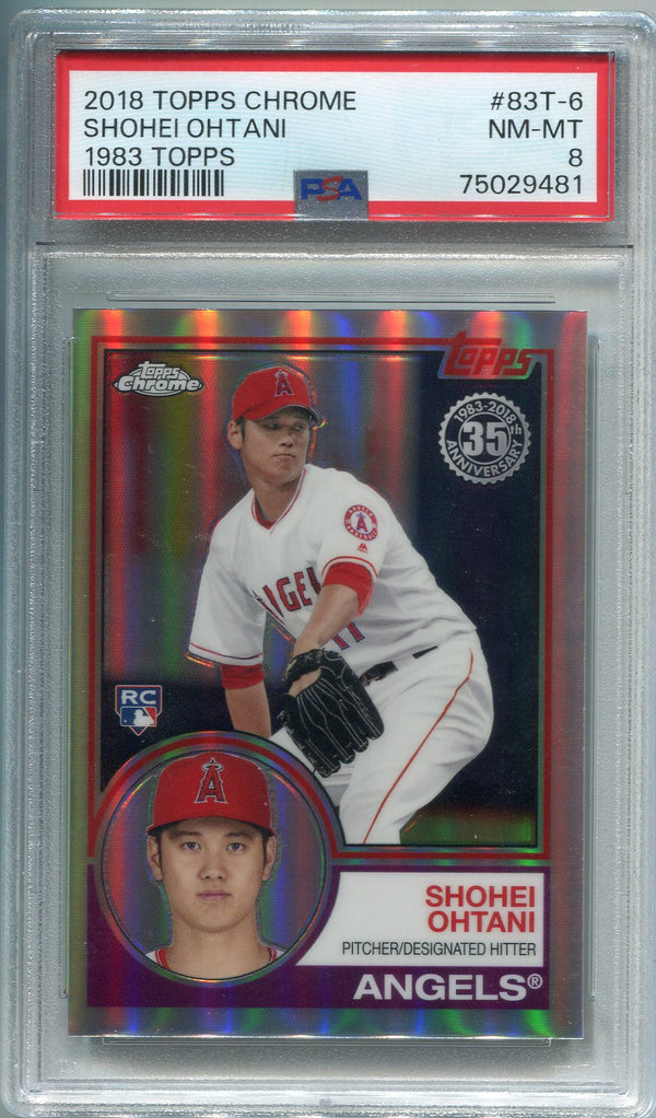 Shohei Ohtani 2018 Topps Chrome Refractor 35th Anniversary Rookie Card PSA 8