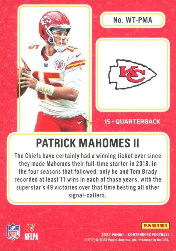 Patrick Mahomes 2022 Panini Contenders Card