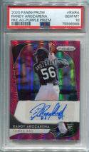 Randy Arozarena 2020 Panini Prizm Autograph Purple Rookie Card PSA 10