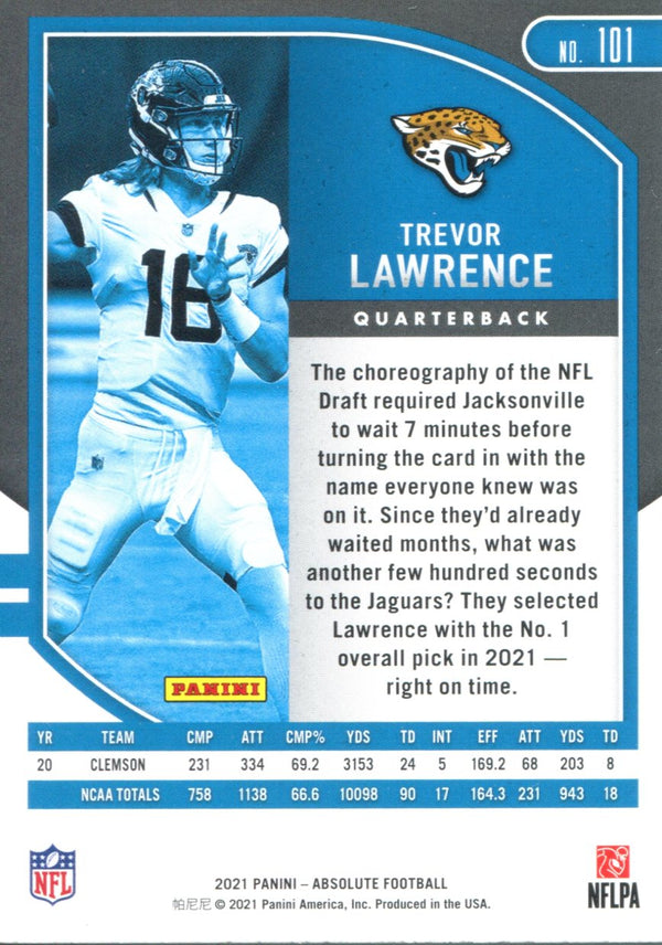 Trevor Lawrence 2021 Panini Absolute Rookie Card #101