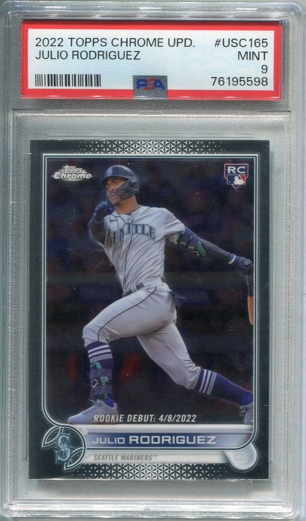 Julio Rodriguez 2022 Topps Chrome Update Rookie Debut Card PSA 9