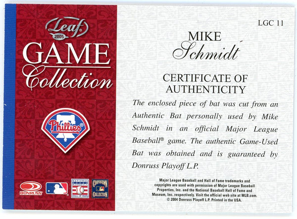 Mike Schmidt 2005 Leaf Game Collection Bat Relic #LGC-11