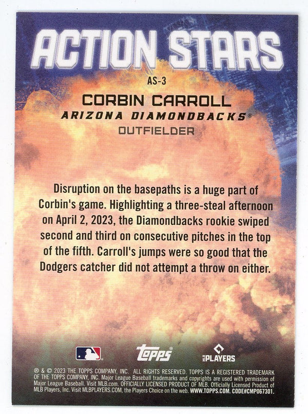 Corbin Carrol 2023 Topps Action Stars Rookie Card #AS-3