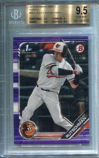 Adley Rutschman 2019 1st Bowman Draft Purple Rookie Card #BD1 BGS 9.5