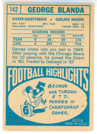 George Blanda 1968 Topps Card #142