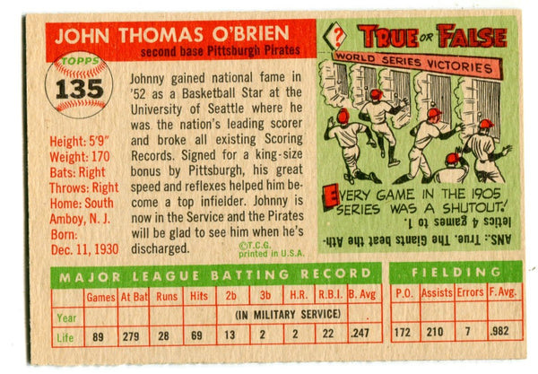 John Thomas O`Brien 1955 Topps #135 Card