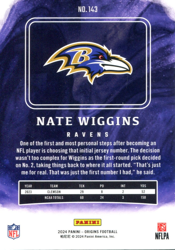 Nate Wiggins 2024 Panini Origins Rookie Card #143 #2/5