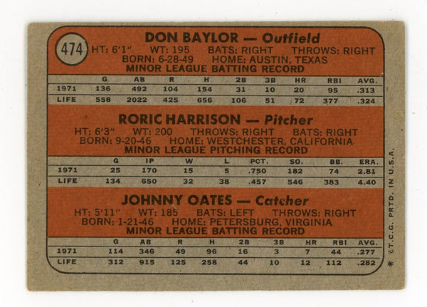 1972 Rookie Stars Orioles Topps #474 Card