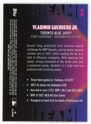 Vladimir Guerrero Jr 2022 Topps Stadium Chrome Beam Team #BT-15 Card