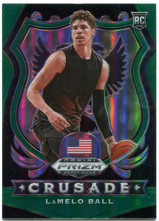 LaMelo Ball 2020-21 Panini Prizm Draft Picks Crusade Green Rookie Card #83