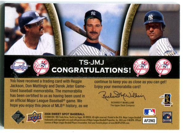 Reggie Jackson/Don Mattingly/Derek Jeter Upper Deck Sweet Swatch Card