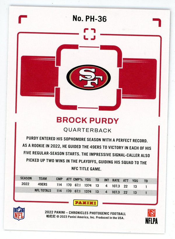 Brock Purdy 2022 Panini Chronicles Photogenic #PH-36