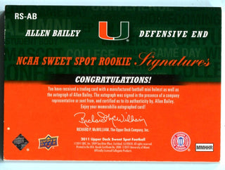 Allen Bailey Upper Deck NCAA Sweet Spot Rookie Signatures Auto Card /599