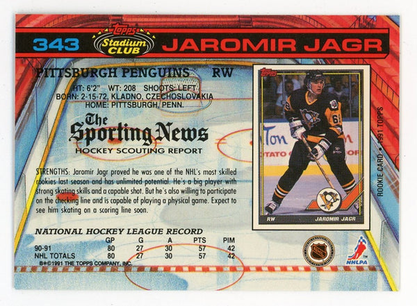 Jaromir Jagr Topps Stadium Club 1991 Card