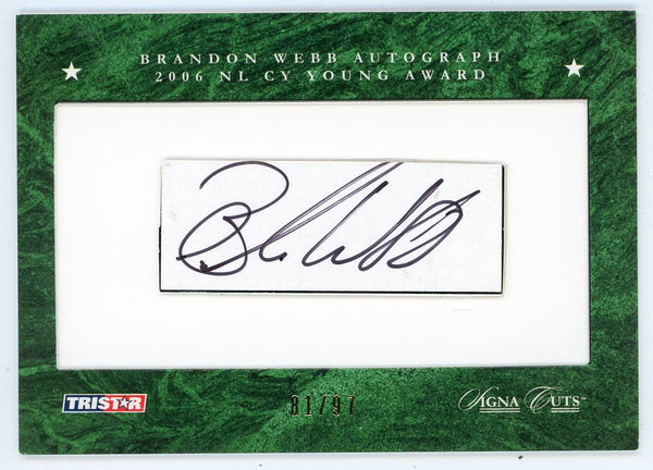 Brandon Webb Autographed 2008 Tristar Signa Cuts