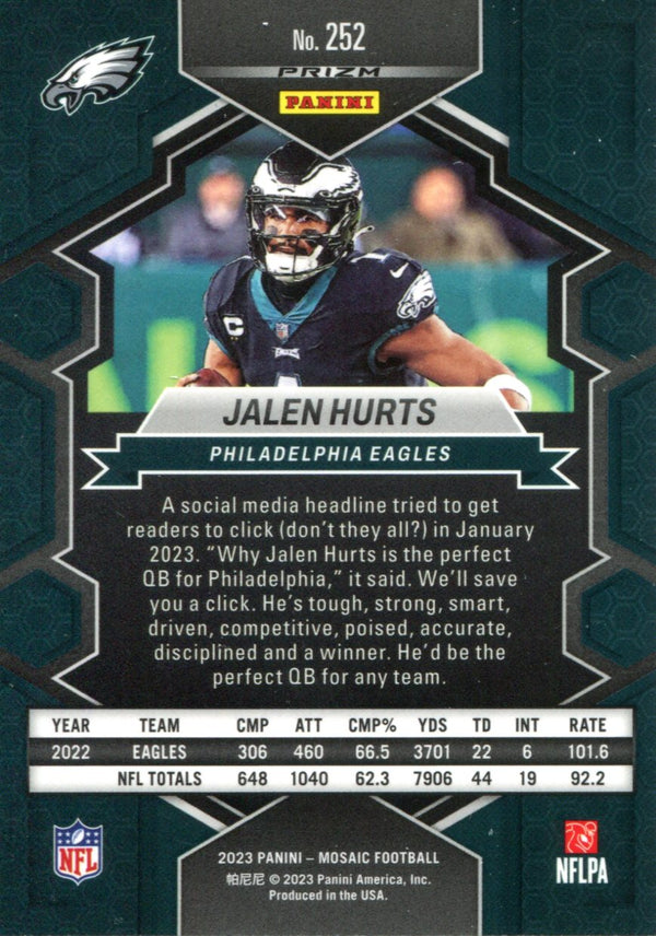 Jalen Hurts 2023 Panini Mosaic National Pride Card #252