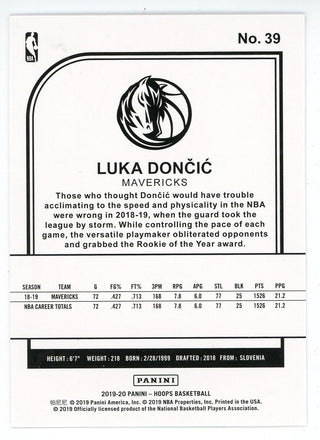 Luka Doncic 2019 Panini Hoops Silver Card #39