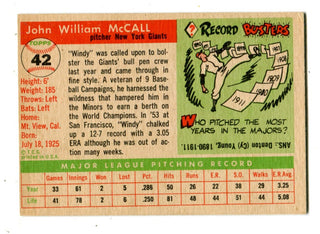 Windy McCall 1955 Topps #42 Card