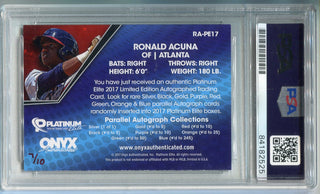 Ronald Acuna Jr. 2017 Onyx Authenticated Autographed Red Rookie Card (PSA)