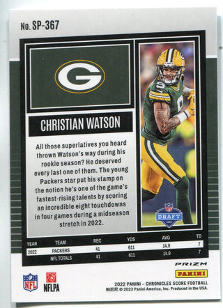 Christian Watson 2022 Panini Chronicles Score Silver Prizm Rookie Card #SP-367