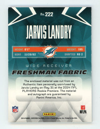 Jarvis Landry 2014 Panini Freshman Fabric #222 Card 581/699