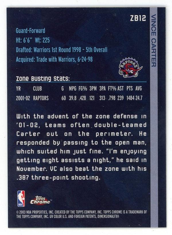 Vince Carter 2003 Tops Chrome Zone Busters #ZB12