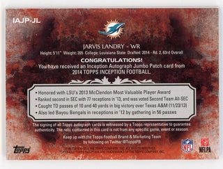 Jarvis Landry 2017 Topps Inception Player-Worn Jumbo Patch #IAJP-JL Card