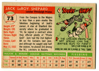 Jack Shepard 1955 Topps #73 Card