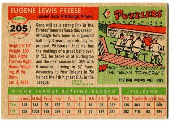 Gene Freese 1955 Topps #205 Card