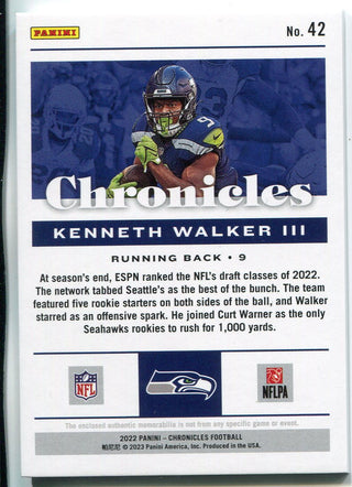 Kenneth Walker III 2022 Panini Chronicles Relic Patch Rookie Card /199