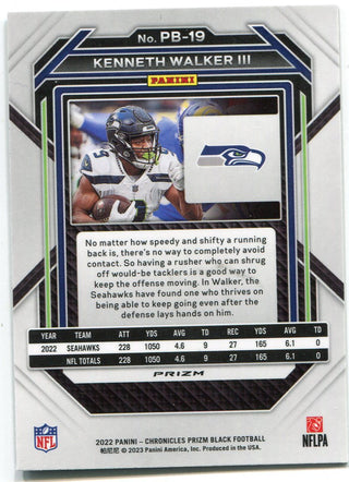 Kenneth Walker III 2022 Panini Chronicles Prizm Black Silver Rookie Card