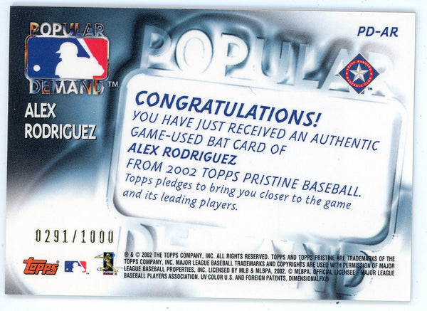 Alex Rodriguez 2002 Topps Popular Demand Bat Relic #PD-AR