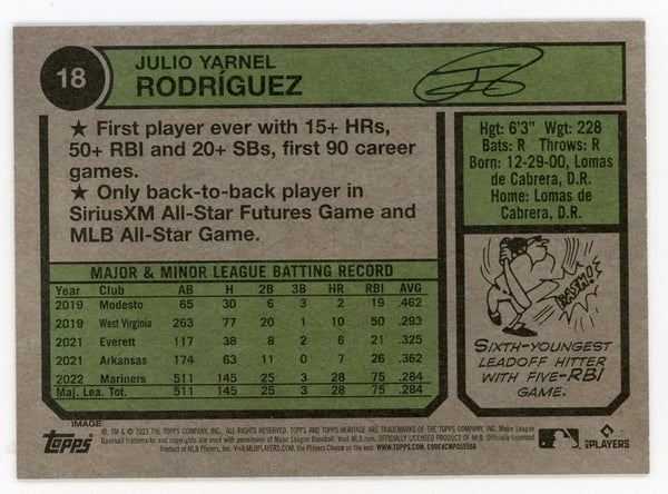 Julio Rodriguez 2023 Topps Heritage #18 Card