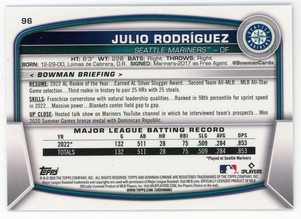 Julio Rodriguez 2023 Topps Bowman Chrome #96 Card