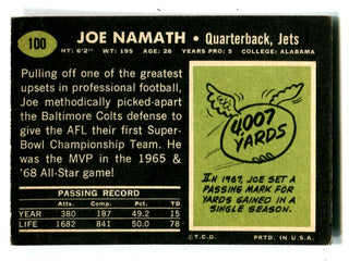 Joe Namath 1969 Topps #100 Card