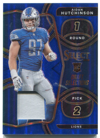 Aidan Hutchinson 2022 Select Blue Prizm Draft Selections Patch Rookie Card /35