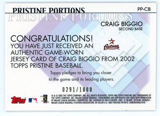 Craig Biggio 2002 Topps Pristine Portions Patch Relic #PP-CB