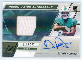 De'Von Achane Autographed 2023 Panini Zenith Patch Relic #209