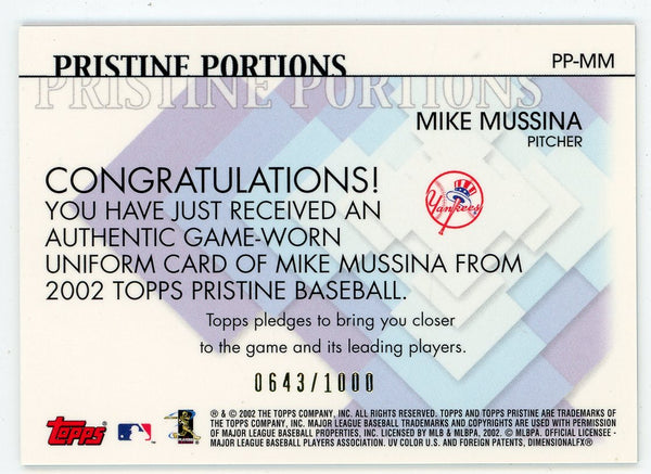 Mike Mussina 2002 Topps Pristine Portions Patch Relic #PP-MM