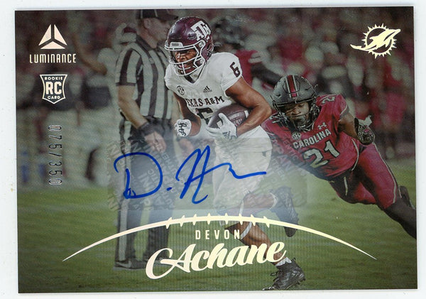 De'Von Achane Autographed 2023 Panini Luminance #188