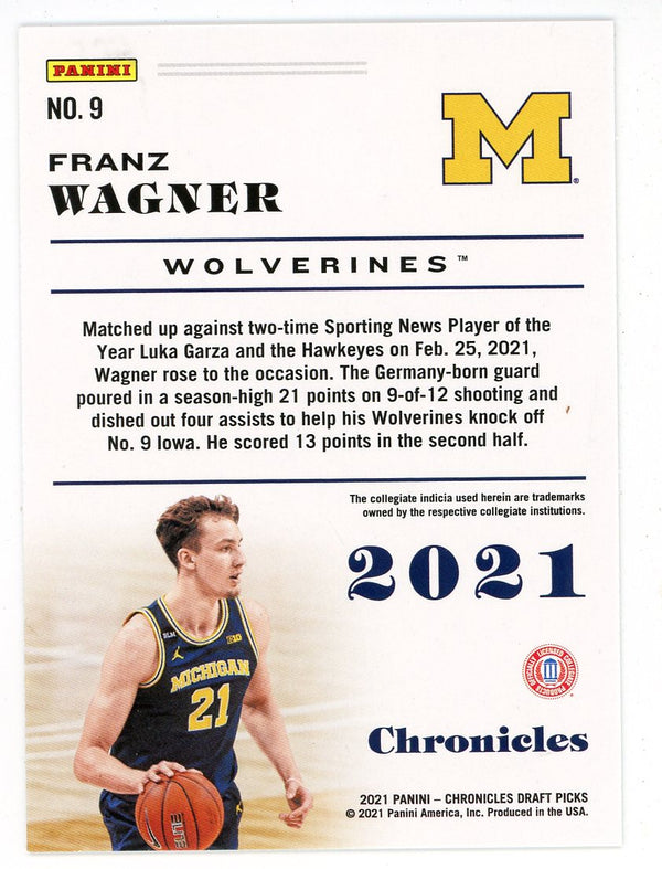 Franz Wagner 2021 Panini Chronicles Draft Picks Rookie Card #9