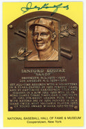 Sandy Koufax Autographed Hall of Fame Plaque (JSA)