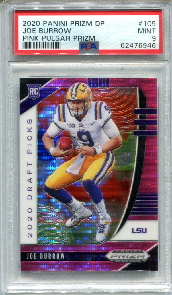 Joe Burrow 2020 Panini Prizm DP Pink Pulsar Prizm #105 PSA 9 Card