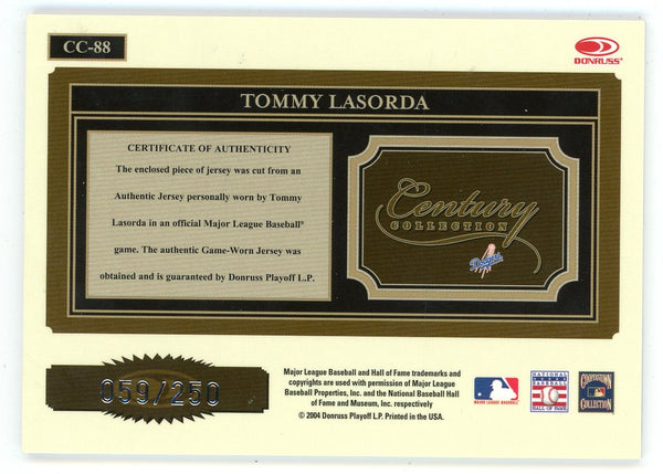 Tommy Lasorda 2004 Donruss Throwback Threads Century Collection Patch Relic #CC-88