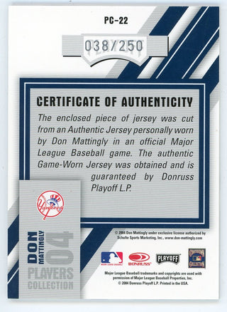 Don Mattingly 2004 Donruss Player Collection Patch Relic #PC-22