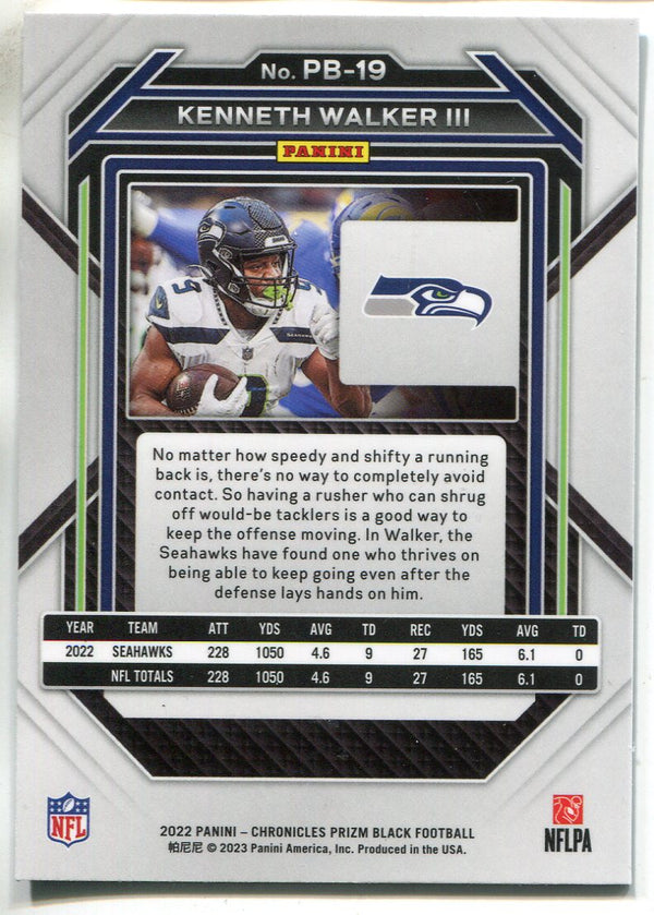 Kenneth Walker III 2022 Panini Chronicles Prizm Black Rookie Card