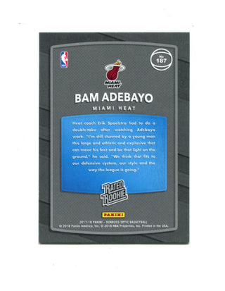 Bam Adebayo 2017 Panini Optic Rated Rookie #187 Card