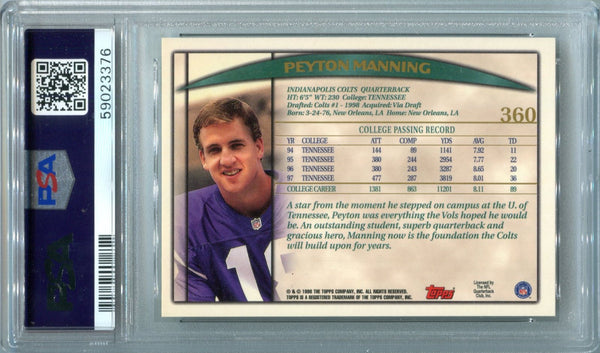 Peyton Manning 1998 Topps Draft Picks Gold #360 PSA 10 Card